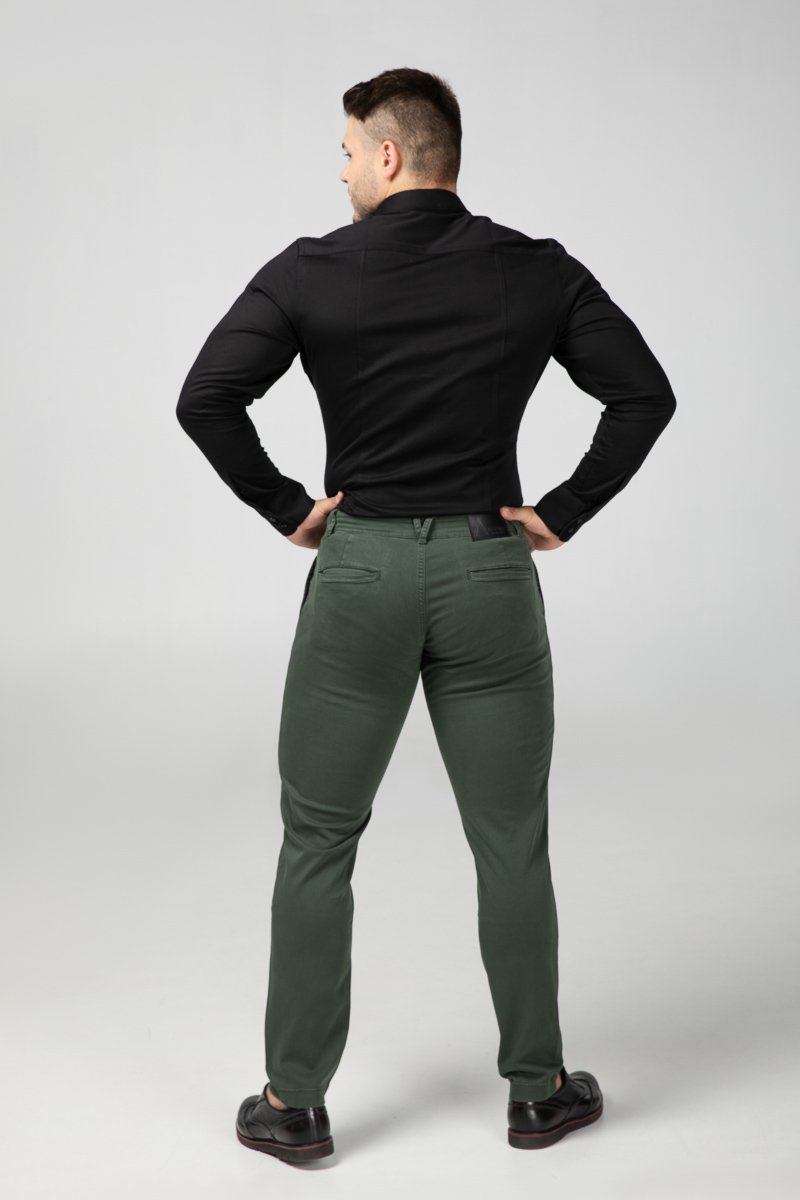 STRAIGHT FIT CHINOS - FOREST GREEN